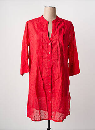 Robe de plage col v rouge LAGON BLEU femme