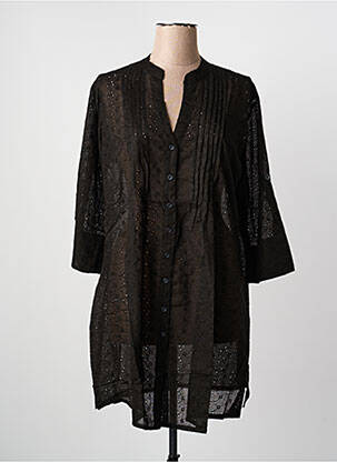 Robe de plage col v noir LAGON BLEU femme