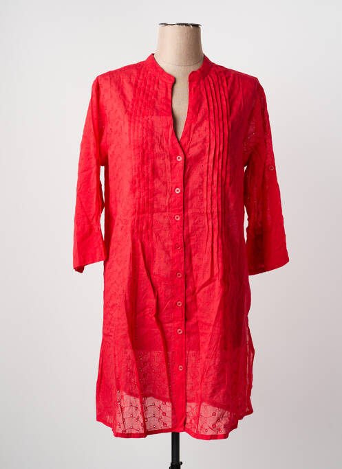 Robe de plage col v rouge LAGON BLEU femme