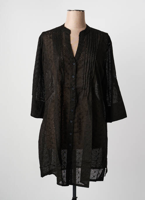 Robe de plage col v noir LAGON BLEU femme