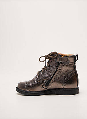 Bottines/boots tissage satiné bout rond argent POM D'API fille