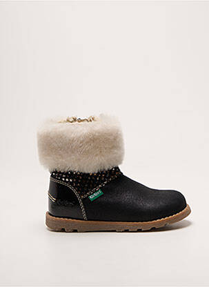 Bottines/boots tissage satiné bout rond noir KICKERS fille