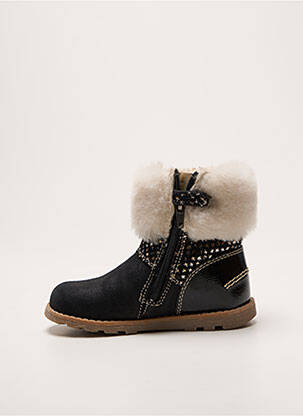 Bottines/boots tissage satiné bout rond noir KICKERS fille