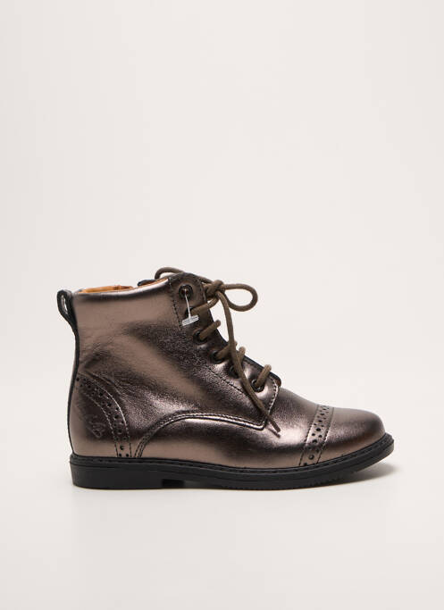 Bottines/boots tissage satiné bout rond argent POM D'API fille