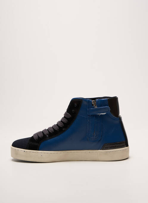 Baskets tissage satiné bout rond bleu DATE garcon