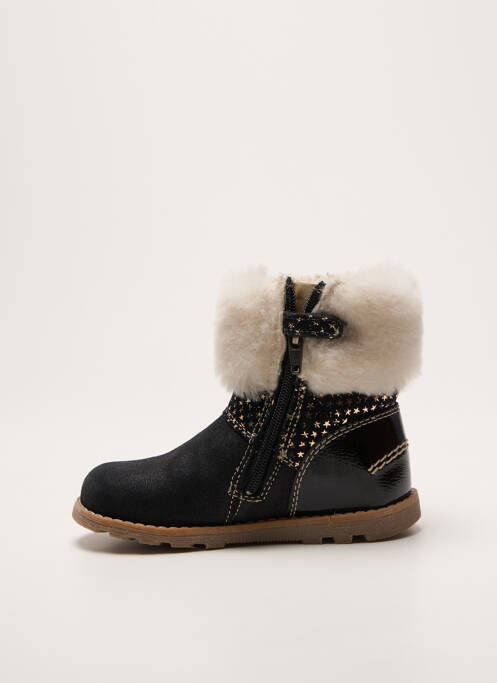 Bottines/boots tissage satiné bout rond noir KICKERS fille