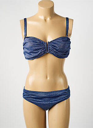 Maillot de bain 2 pièces stretch haut bandeau bleu COCO SAINT TROPEZ femme