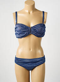 Maillot de bain 2 pièces stretch haut bandeau bleu COCO SAINT TROPEZ femme