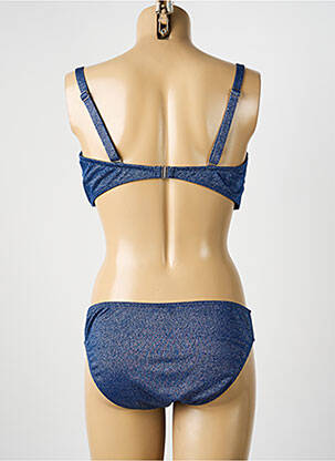 Maillot de bain 2 pièces stretch haut bandeau bleu COCO SAINT TROPEZ femme