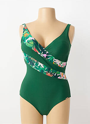 Maillot de bain 1 pièce imprimé fantaisie haut soutien-gorge moulé vert YSABEL MORA femme