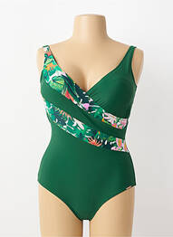 Maillot de bain 1 pièce imprimé fantaisie haut soutien-gorge moulé vert YSABEL MORA femme