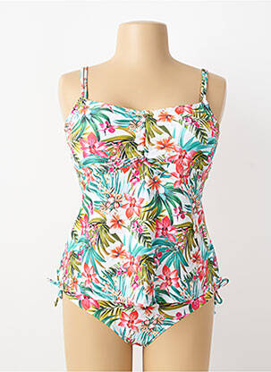 Tankini imprimé fantaisie blanc LAGON BLEU femme