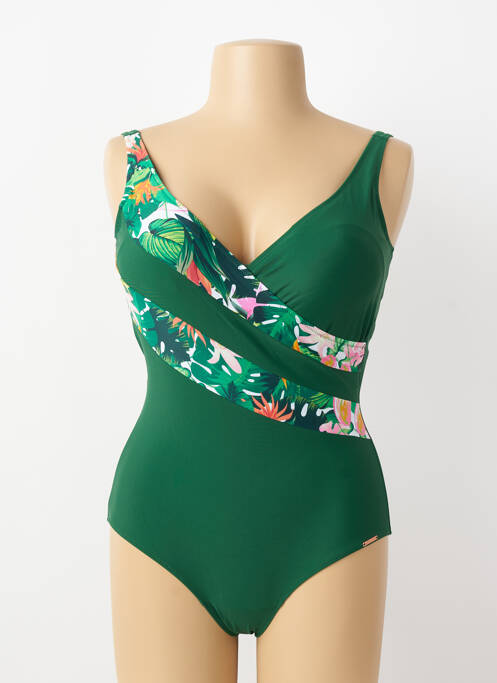 Maillot de bain 1 pièce imprimé fantaisie haut soutien-gorge moulé vert YSABEL MORA femme