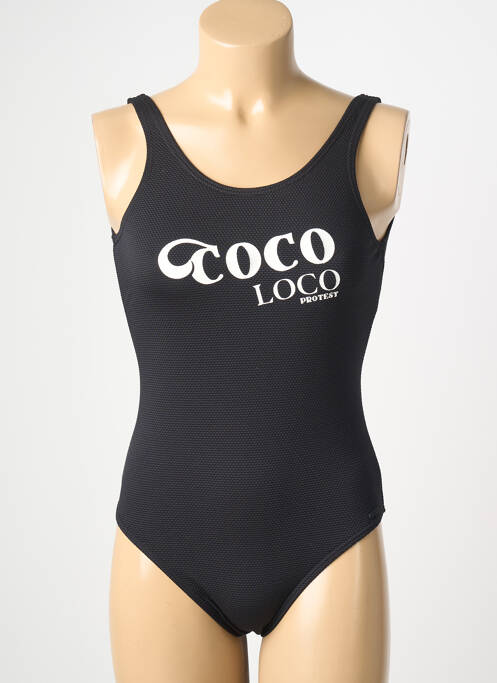 Maillot de bain 1 pièce sérigraphie noir PROTEST fille