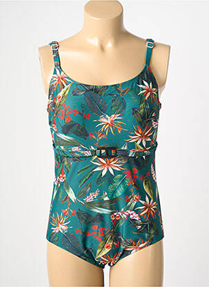 Maillot de bain 1 pièce imprimé fantaisie haut soutien-gorge moulé vert LAGON BLEU femme