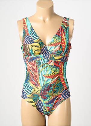 Maillot de bain 1 pièce imprimé fantaisie haut soutien-gorge moulé vert LAGON BLEU femme