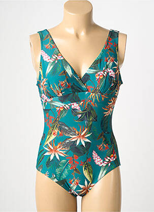 Maillot de bain 1 pièce imprimé fantaisie haut soutien-gorge moulé vert LAGON BLEU femme