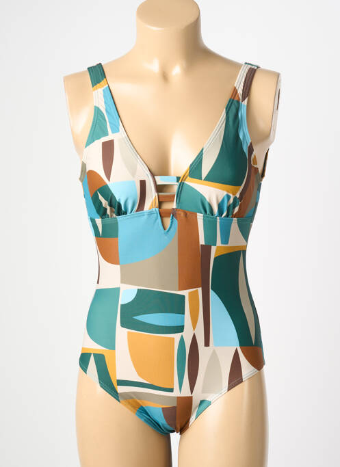 Maillot de bain 1 pièce imprimé fantaisie bleu LAGON BLEU femme