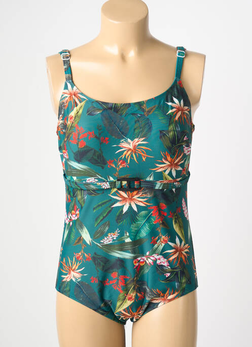 Maillot de bain 1 pièce imprimé fantaisie haut soutien-gorge moulé vert LAGON BLEU femme