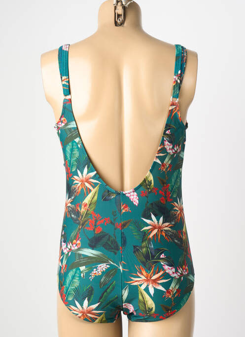 Maillot de bain 1 pièce imprimé fantaisie haut soutien-gorge moulé vert LAGON BLEU femme