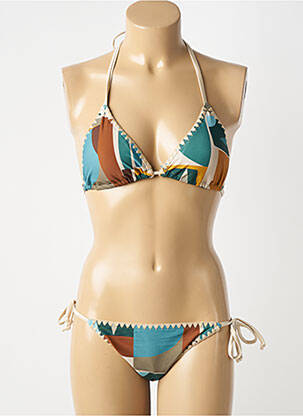 Maillot de bain 2 pièces stretch haut soutien-gorge avec mousse de rembourrage amovible bleu LAGON BLEU femme
