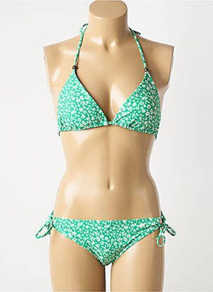 Maillot de bain 2 pièces stretch haut triangles vert PROTEST femme