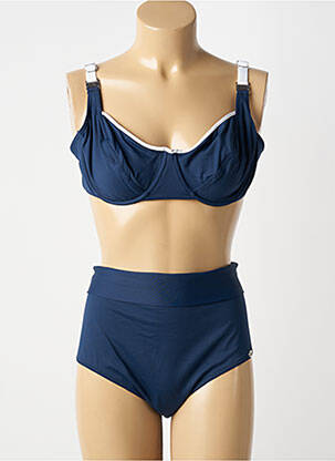 Maillot de bain 2 pièces stretch haut soutien-gorge emboitant bleu SUN PLAYA femme