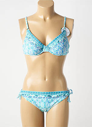 Maillot de bain 2 pièces stretch haut soutien-gorge moulé bleu OLYMPIA femme