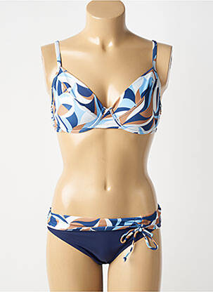 Maillot de bain 2 pièces stretch haut soutien-gorge emboitant bleu COCO SAINT TROPEZ femme