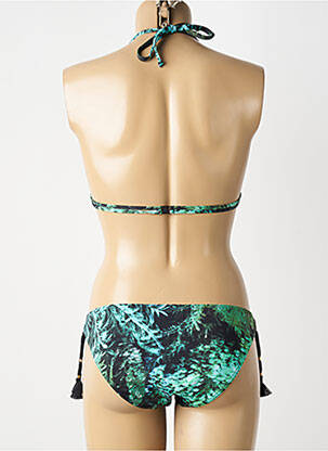 Maillot de bain 2 pièces stretch haut triangles vert OPERA femme