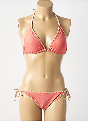 Maillot de bain 2 pièces stretch haut triangles orange LAGON BLEU femme