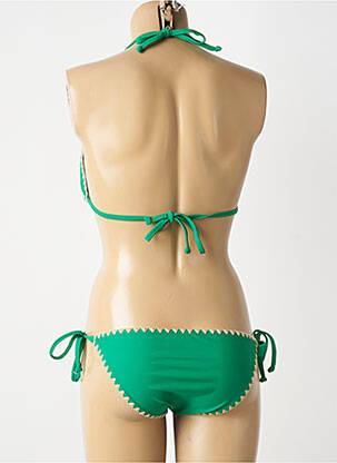Maillot de bain 2 pièces stretch haut triangles vert LAGON BLEU femme