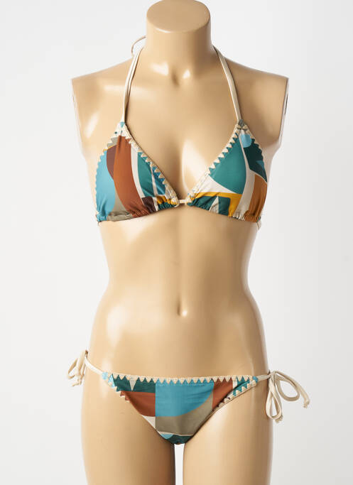 Maillot de bain 2 pièces stretch haut soutien-gorge avec mousse de rembourrage amovible bleu LAGON BLEU femme