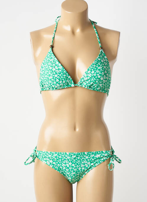 Maillot de bain 2 pièces stretch haut triangles vert PROTEST femme