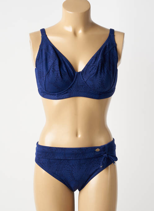 Maillot de bain 2 pièces stretch haut soutien-gorge emboitant bleu SUN PLAYA femme