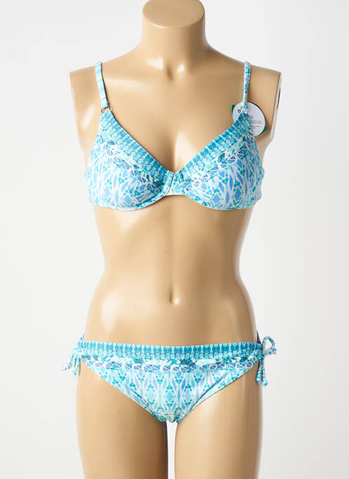 Maillot de bain 2 pièces stretch haut soutien-gorge moulé bleu OLYMPIA femme