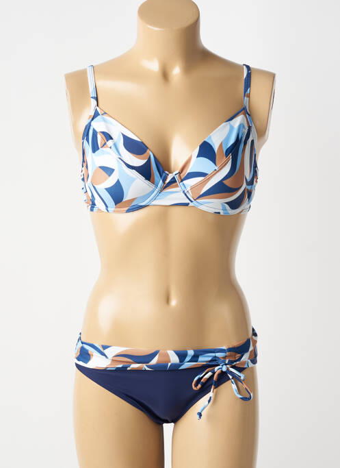 Maillot de bain 2 pièces stretch haut soutien-gorge emboitant bleu COCO SAINT TROPEZ femme