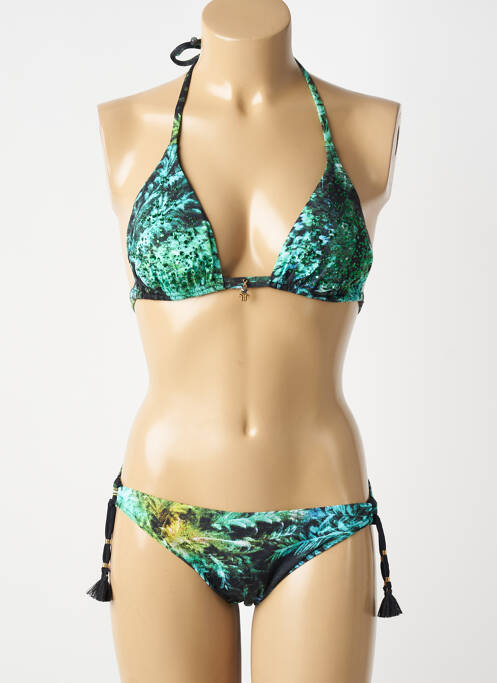 Maillot de bain 2 pièces stretch haut triangles vert OPERA femme