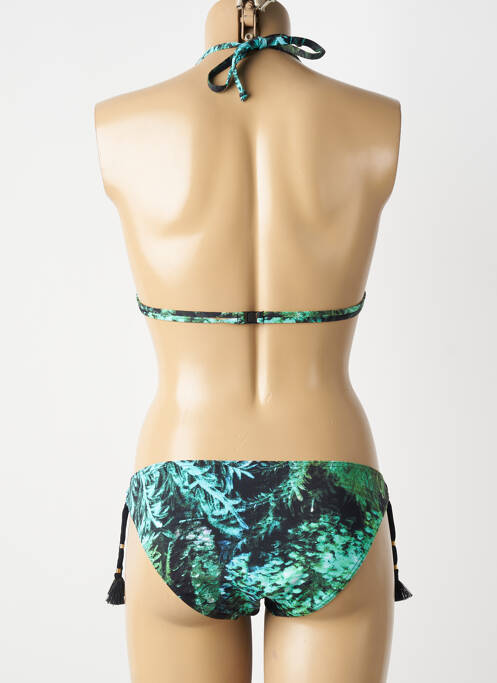 Maillot de bain 2 pièces stretch haut triangles vert OPERA femme