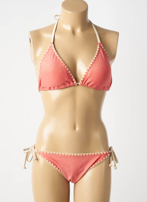 Maillot de bain 2 pièces stretch haut triangles orange LAGON BLEU femme