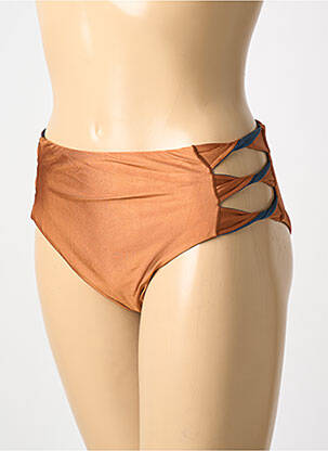 Bas de maillot de bain effet matière satinée culotte marron RIO DE SOL femme