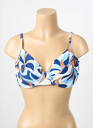 Haut de maillot de bain stretch haut soutien-gorge emboitant bleu COCO SAINT TROPEZ femme