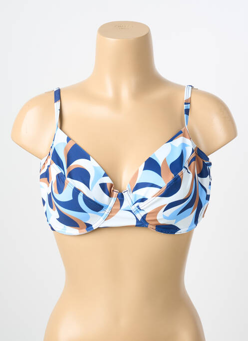Haut de maillot de bain stretch haut soutien-gorge emboitant bleu COCO SAINT TROPEZ femme