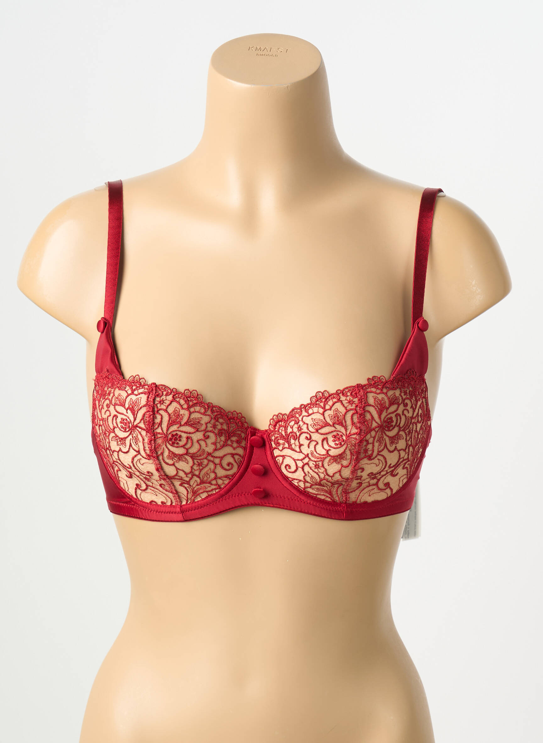 Soutien-gorge effet matière satinée haut soutien-gorge moulé rouge KARL LAGERFELD X AUBADE femme