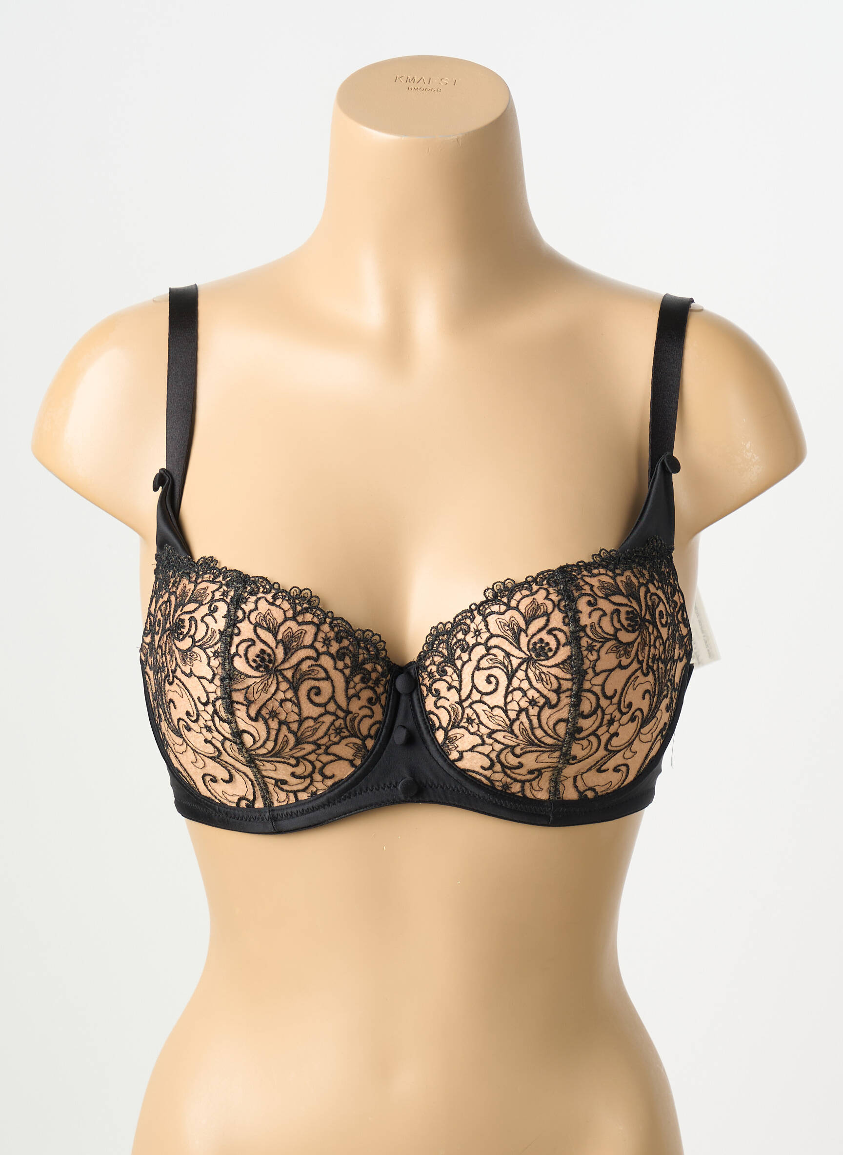 Soutien-gorge effet matière satinée haut soutien-gorge moulé noir KARL LAGERFELD X AUBADE femme