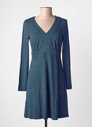 Robe courte coupe évasée manches longues bleu SURKANA femme