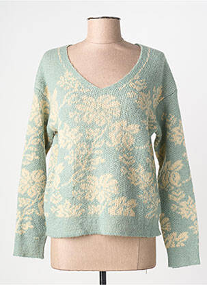 Pull col v manches longues bleu L'ATELIER D'ANNA femme