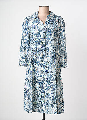 Robe mi-longue imprimé fantaisie manches longues bleu STREET ONE femme