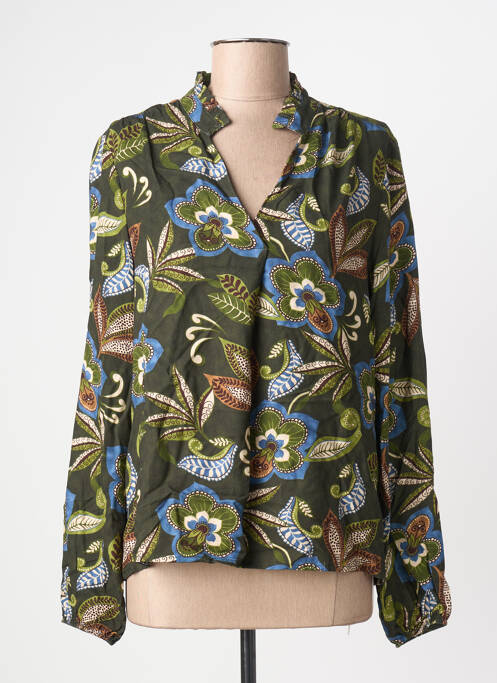 Chemisier imprimé fantaisie manches longues vert GEISHA femme