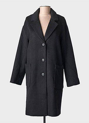 Manteau long coupe droite sans capuche noir FREEMAN T.PORTER femme